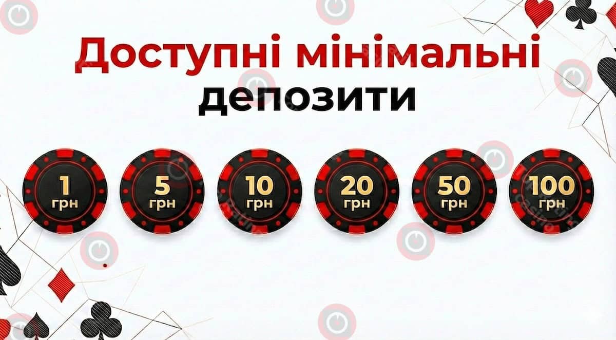 Інфографіка: Доступні мінімальні депозити в онлайн казино України