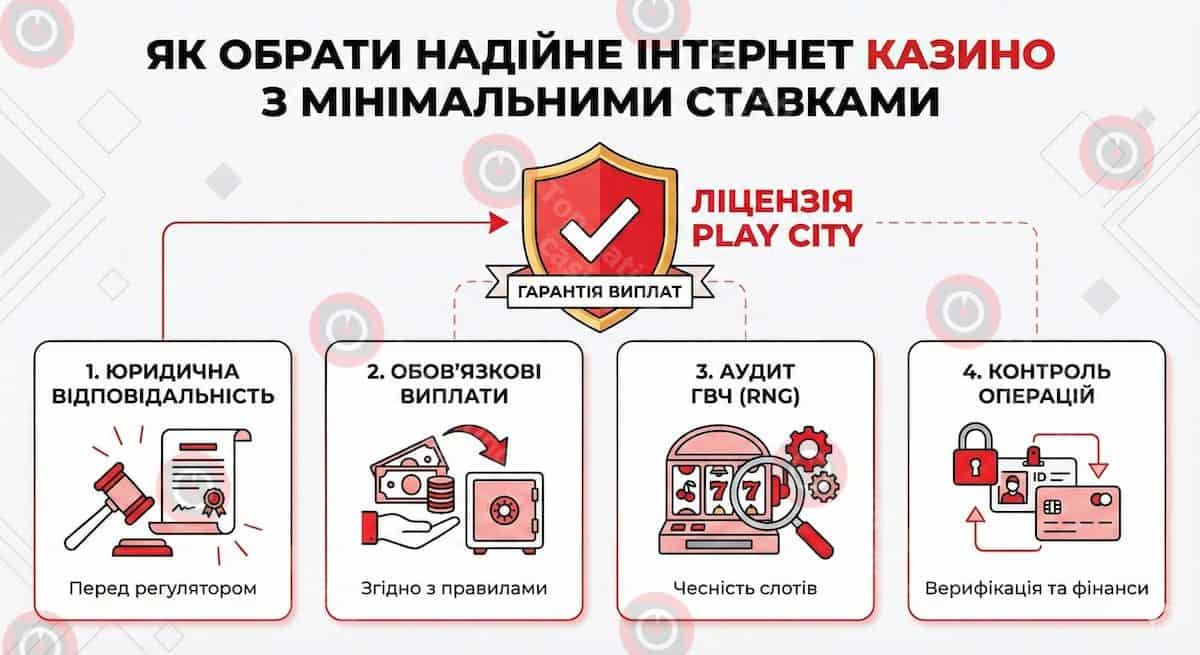 Інфографіка: Як обрати надійне інтернет казино з мінімальними ставками в Україні?