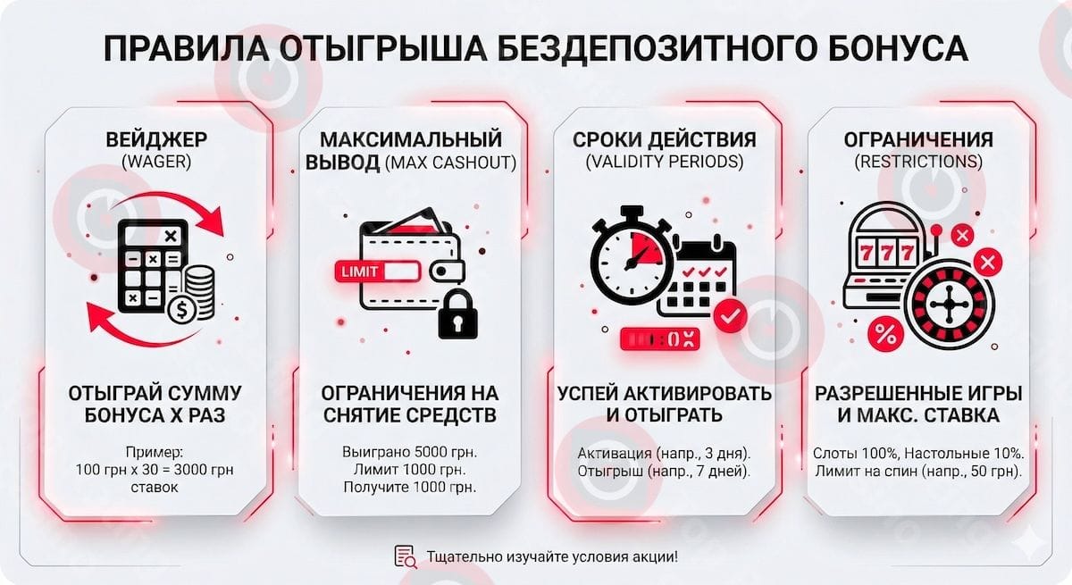Инфографика: Правила отыгрыша бездепозитного бонуса