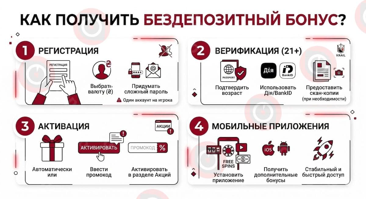 Инфографика: Как получить бездепозитный бонус?