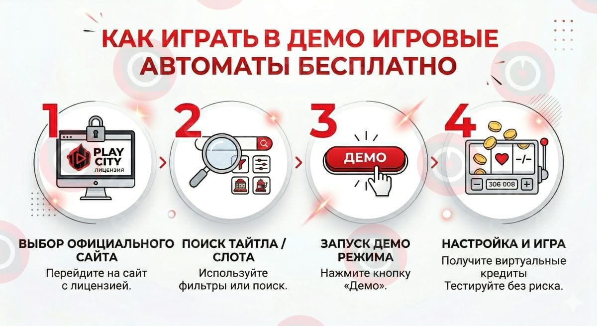Инфографика — Как играть демо слоты бесплатно